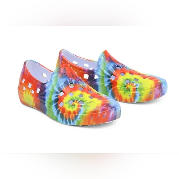 Vans Other - NWT Vans Kids Slip On TRK Shoe Rainbow Tie dye Girl Boy Toddler Size 9